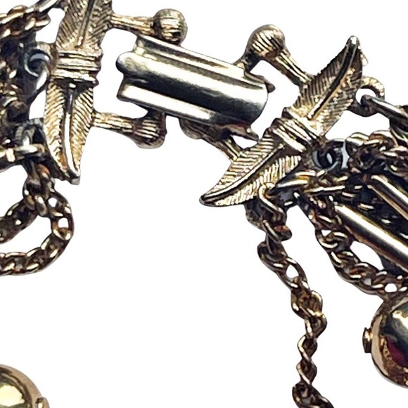 Vintage 1970's Gold Tone Multi Strand Bracelet With Round Gold Balls Accent - Picture 2 of 3